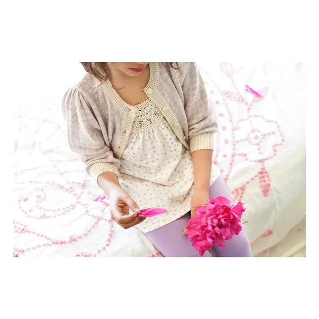 Gingham Pink Organic Cotton Cardigan | Mauve