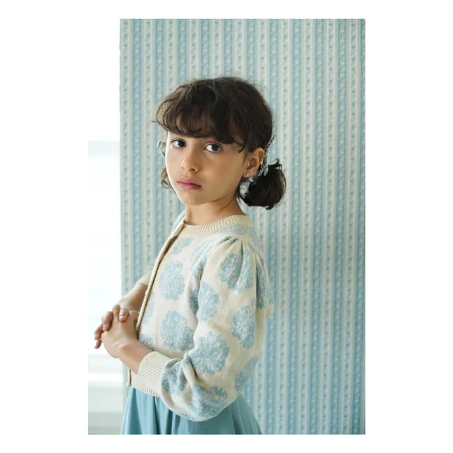 Organic Cotton Flower Pink Cardigan | Cream