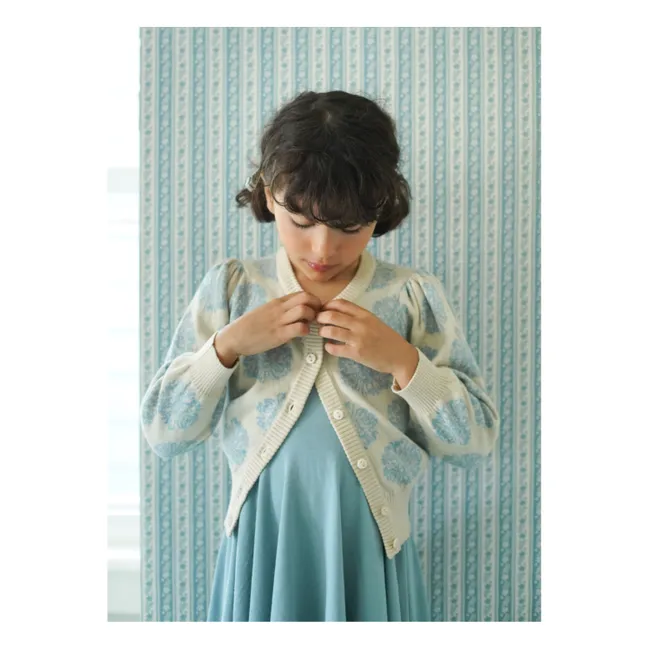 Organic Cotton Flower Pink Cardigan | Cream