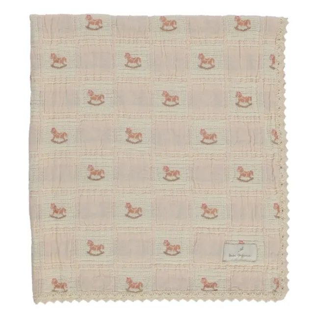 Rocking Horse Organic Cotton Blanket | Dusty Pink