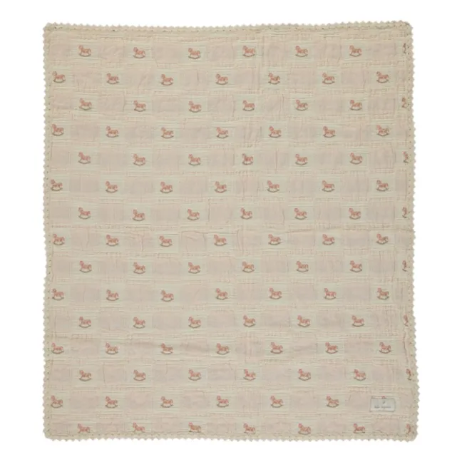 Rocking Horse Organic Cotton Blanket | Dusty Pink