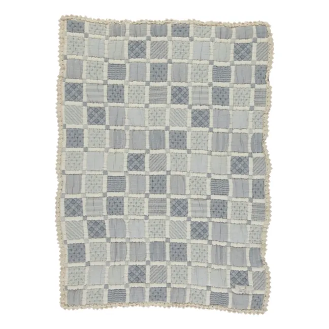 Couverture Patchwork Mai Coton Bio | Bleu