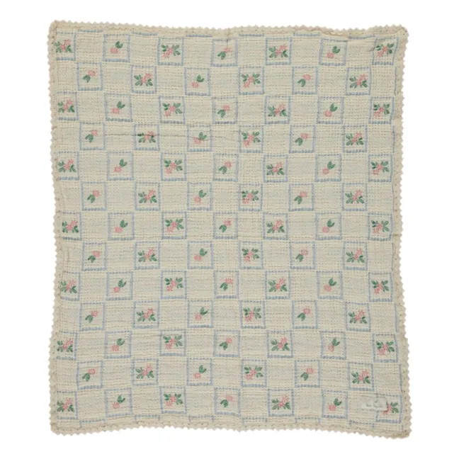 Couverture Gauffrée Fleurie Coton Bio | Ecru