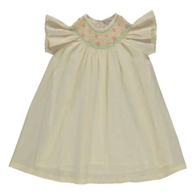 Robe Smockée Luna Fleurs | Ecru