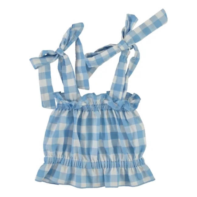 Viola Carreaux Strapless Top | Light blue