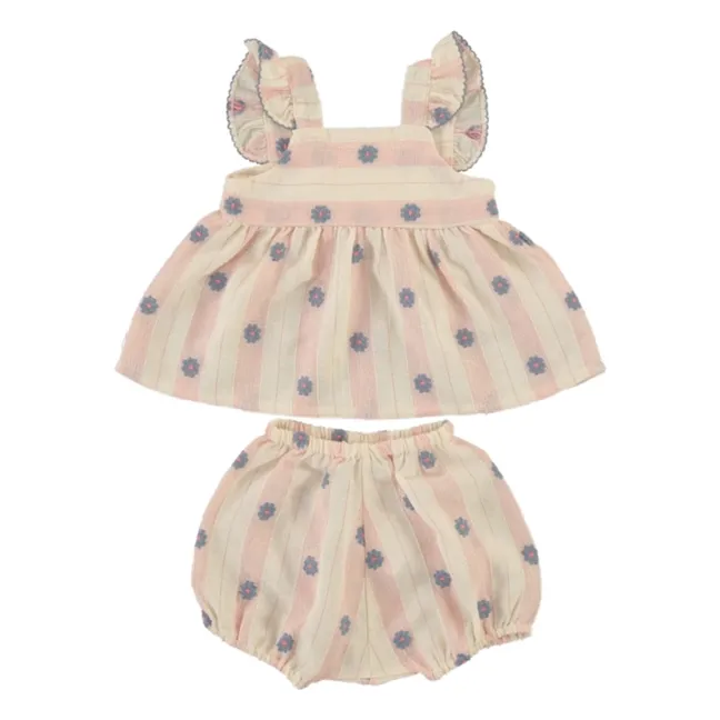 Conjunto de top y bombacho floral Elwen | Rosa Pálido