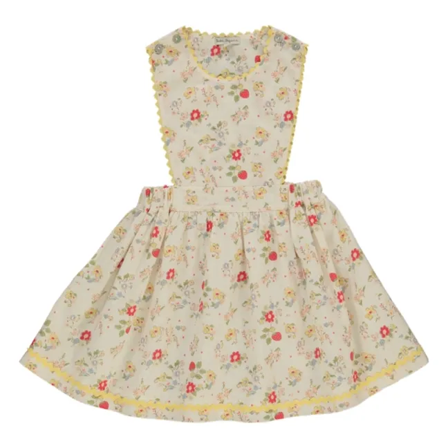 Robe Tablier Feston Annice Fleurie | Blanc