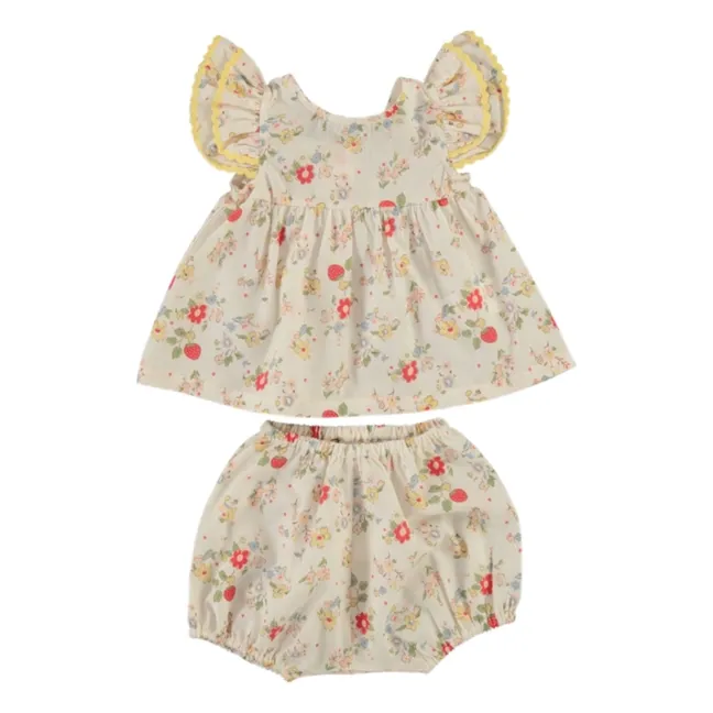Ensemble Top et Bloomer Annice Fleuri | Blanc