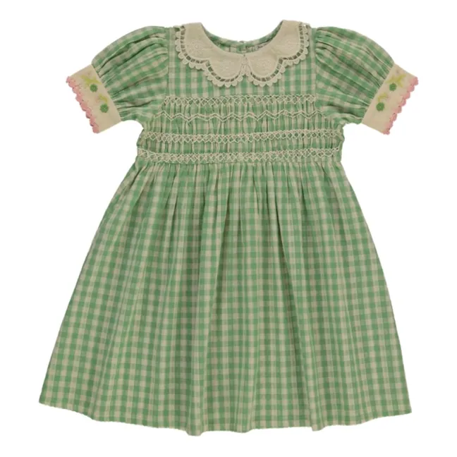 Robe Smockée Tilia Carreaux | Vert pâle