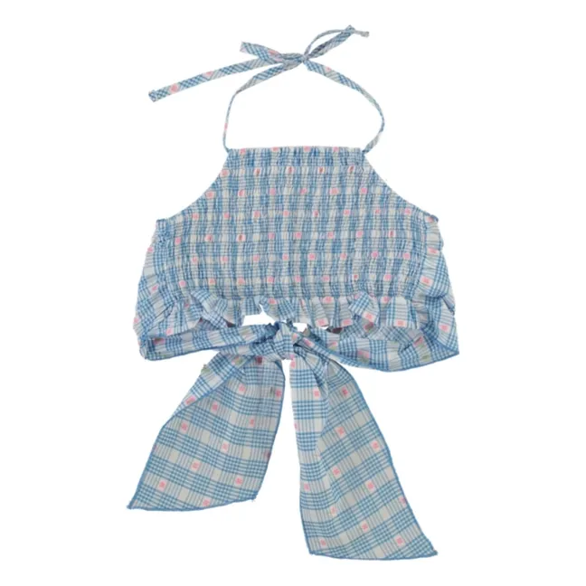 Top Nœud Ida Carreaux | Bleu ciel