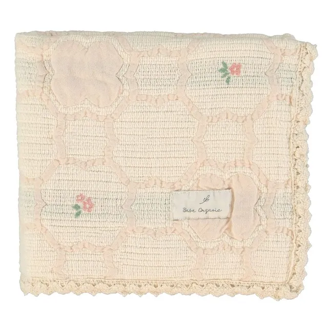 Couverture Cleo Fleurie Coton Bio | Ecru
