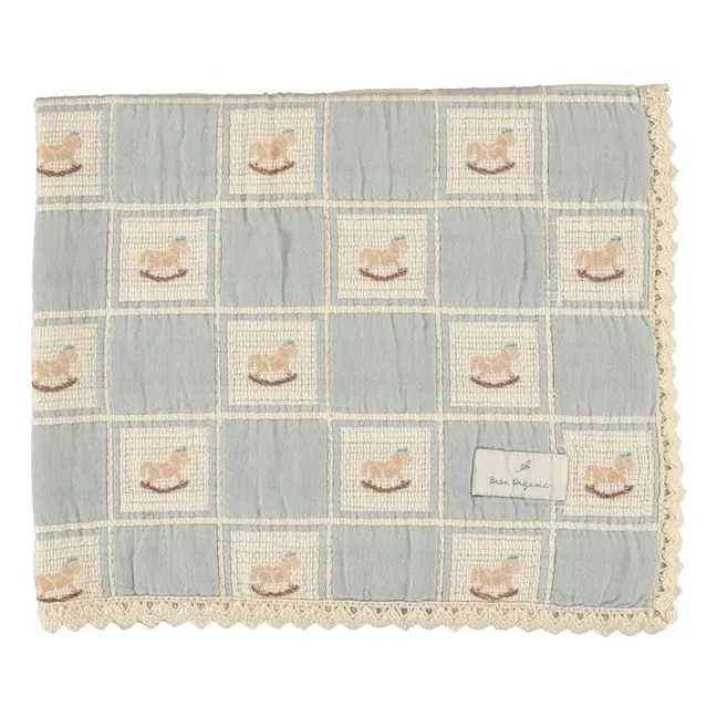 Rocking Horse Organic Cotton Blanket | Blue