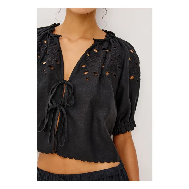 Lizbeth English Embroidery Blouse | Black