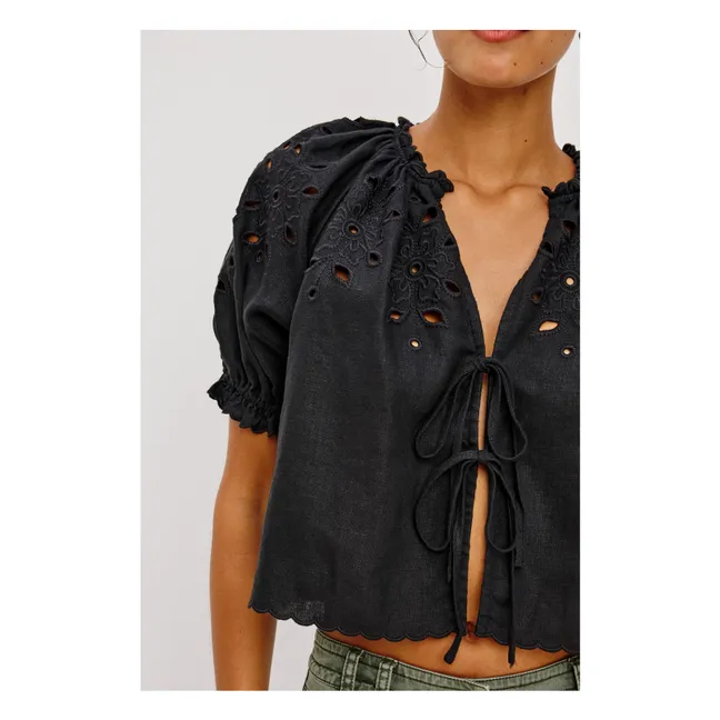 Lizbeth English Embroidery Blouse | Black
