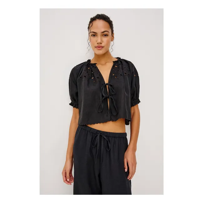 Lizbeth English Embroidery Blouse | Black
