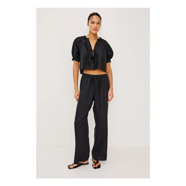 Lizbeth English Embroidery Blouse | Black