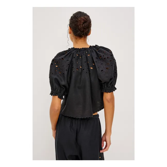 Lizbeth English Embroidery Blouse | Black