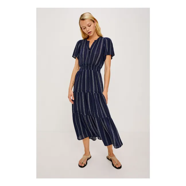 Cannes Stripes Dress | Navy blue