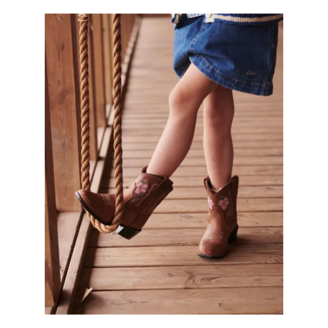 Bottes Cowboy Low Fleurs - Copenhagen Colors X Bootstock | Cognac
