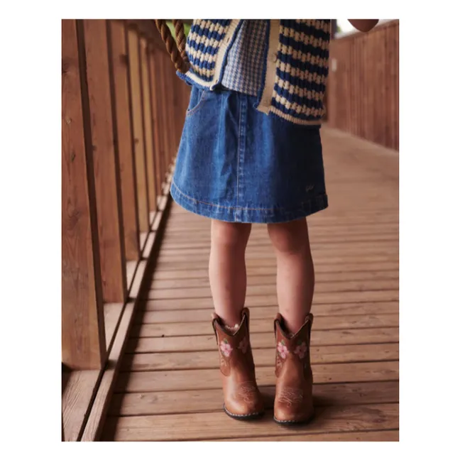 Bottes Cowboy Low Fleurs - Copenhagen Colors X Bootstock | Cognac