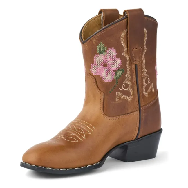 Bottes Cowboy Low Fleurs - Copenhagen Colors X Bootstock | Cognac