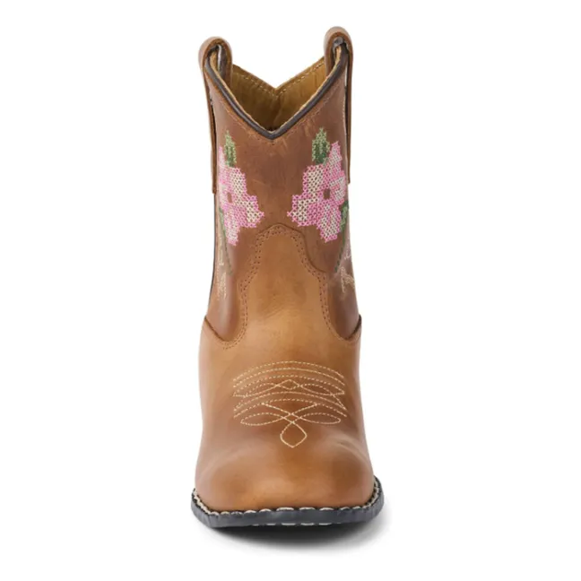 Bottes Cowboy Low Fleurs - Copenhagen Colors X Bootstock | Cognac