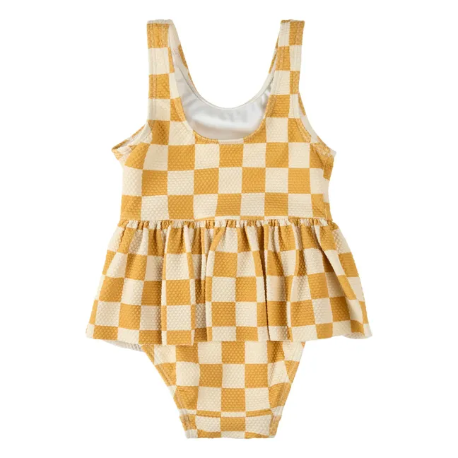 Traje de baño de fibra reciclada con textura de azulejos | Amarillo