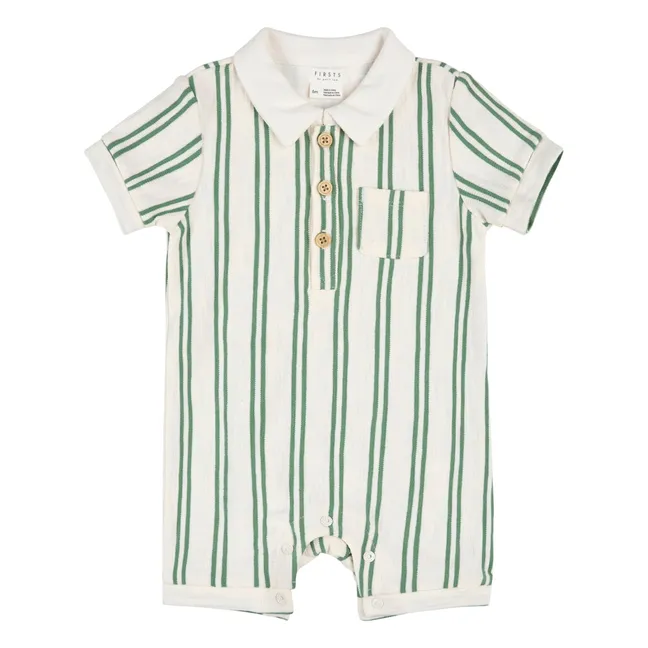 Combishort Rayée Eponge Coton Bio | Vert