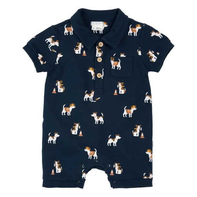 Combishort Chiens Eponge Coton Bio | Bleu marine