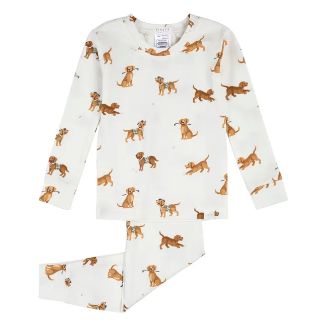 Pijama de manga larga para perros Algodón orgánico y Modal | Blanco