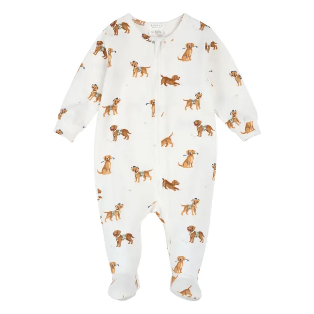 Pijama con pies Perros Algodón orgánico y Modal | Blanco