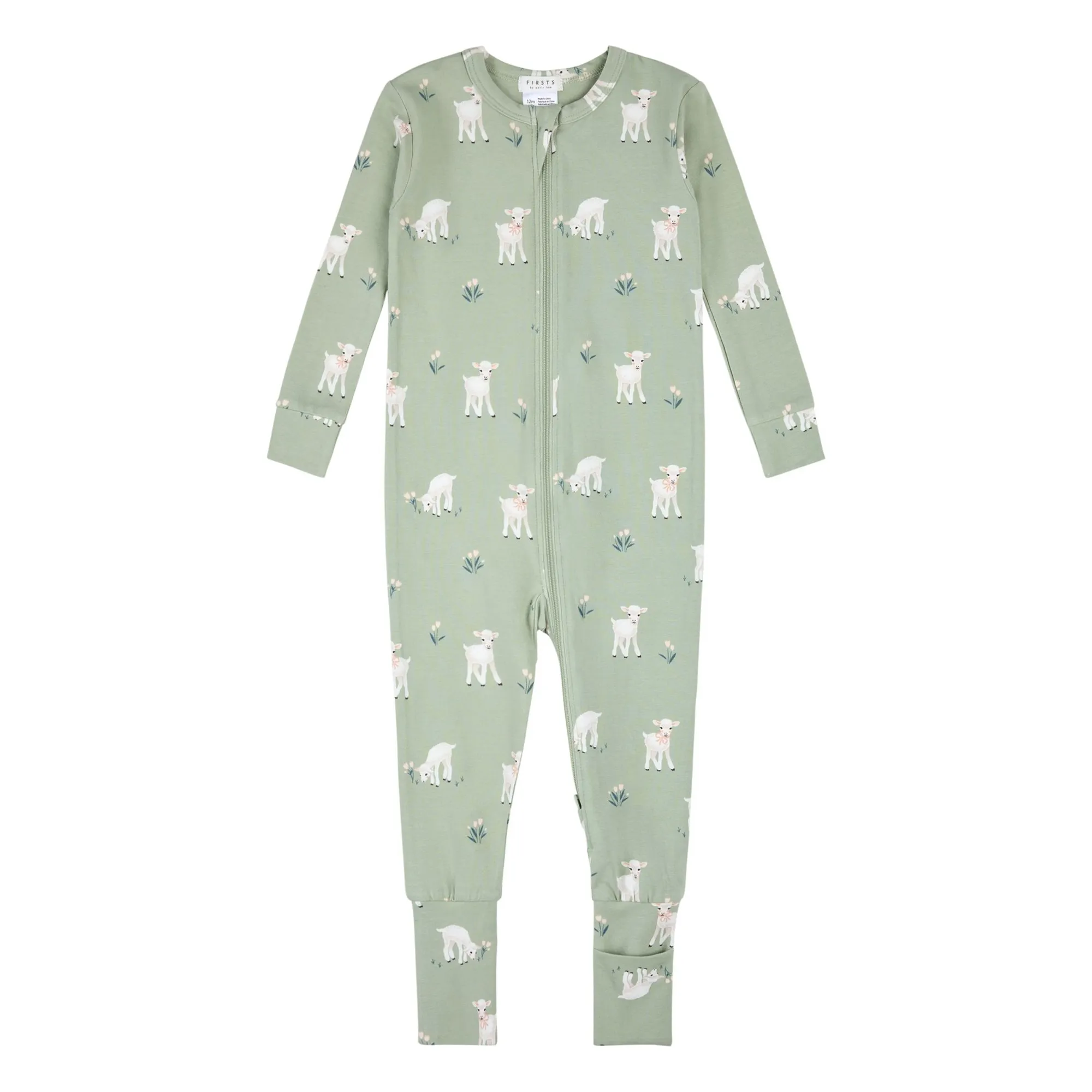 Petit Lem Green Organic Cotton And Modal Lambskin Convertible Pyjamas