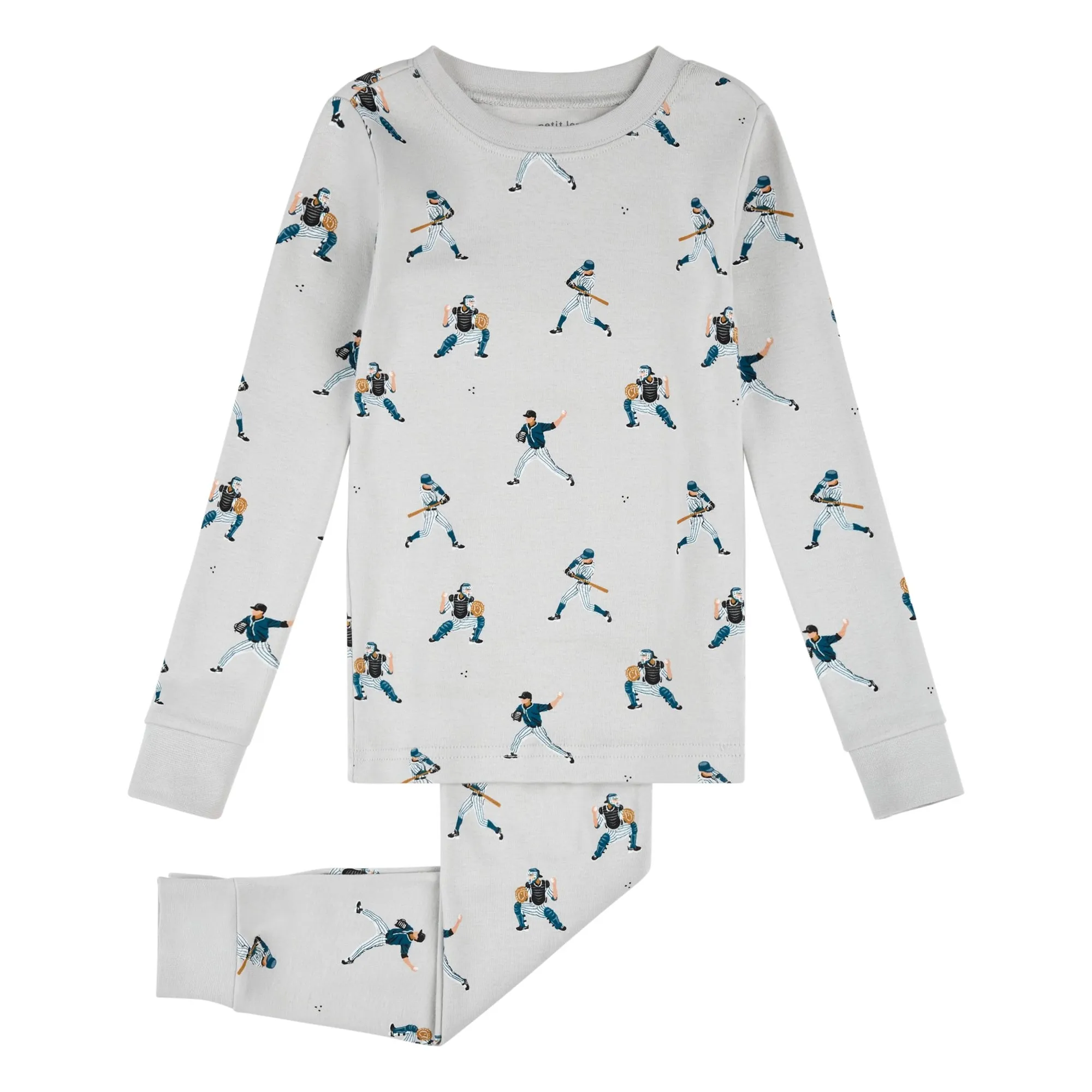 Petit Lem Grey Pyjamas Baseball Organic Cotton