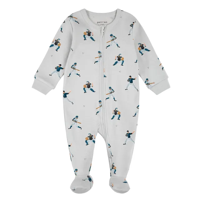 Pyjama avec pieds Baseball Coton Bio | Gris
