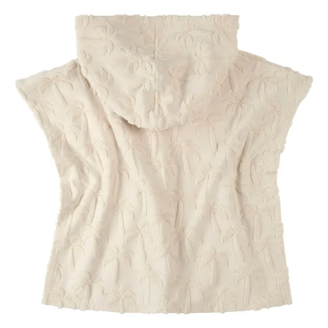 Poncho de Plage Palmiers Coton Bio | Beige