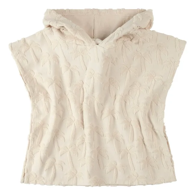 Poncho de Plage Palmiers Coton Bio | Beige