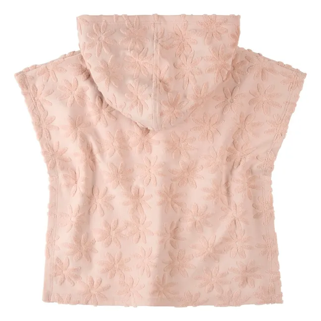 Poncho de Plage Fleuri Coton Bio | Rose
