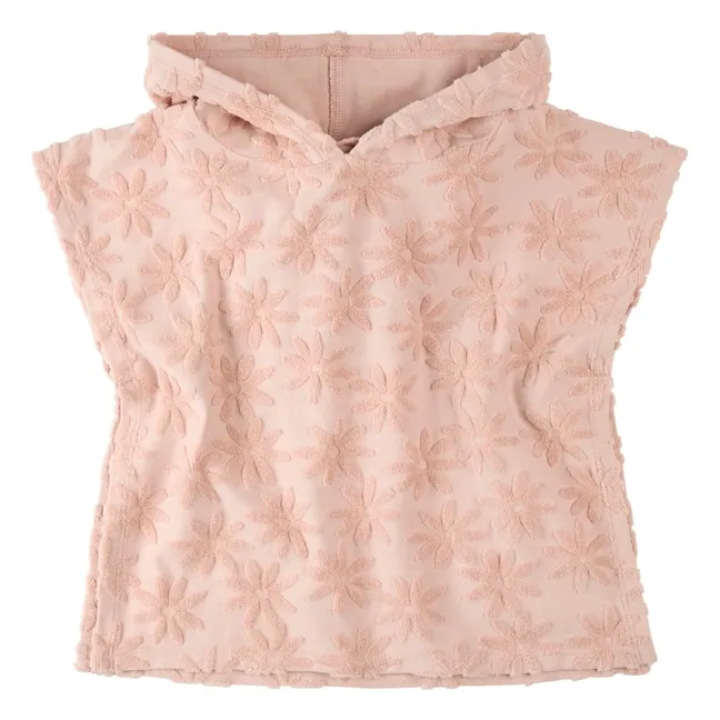 Poncho de Plage Fleuri Coton Bio | Rose