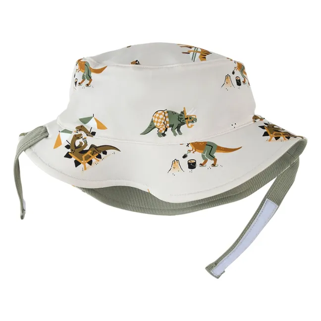 Gorro Reversible Anti-UV Dinosaurios Textura Fibras Recicladas | Kaki