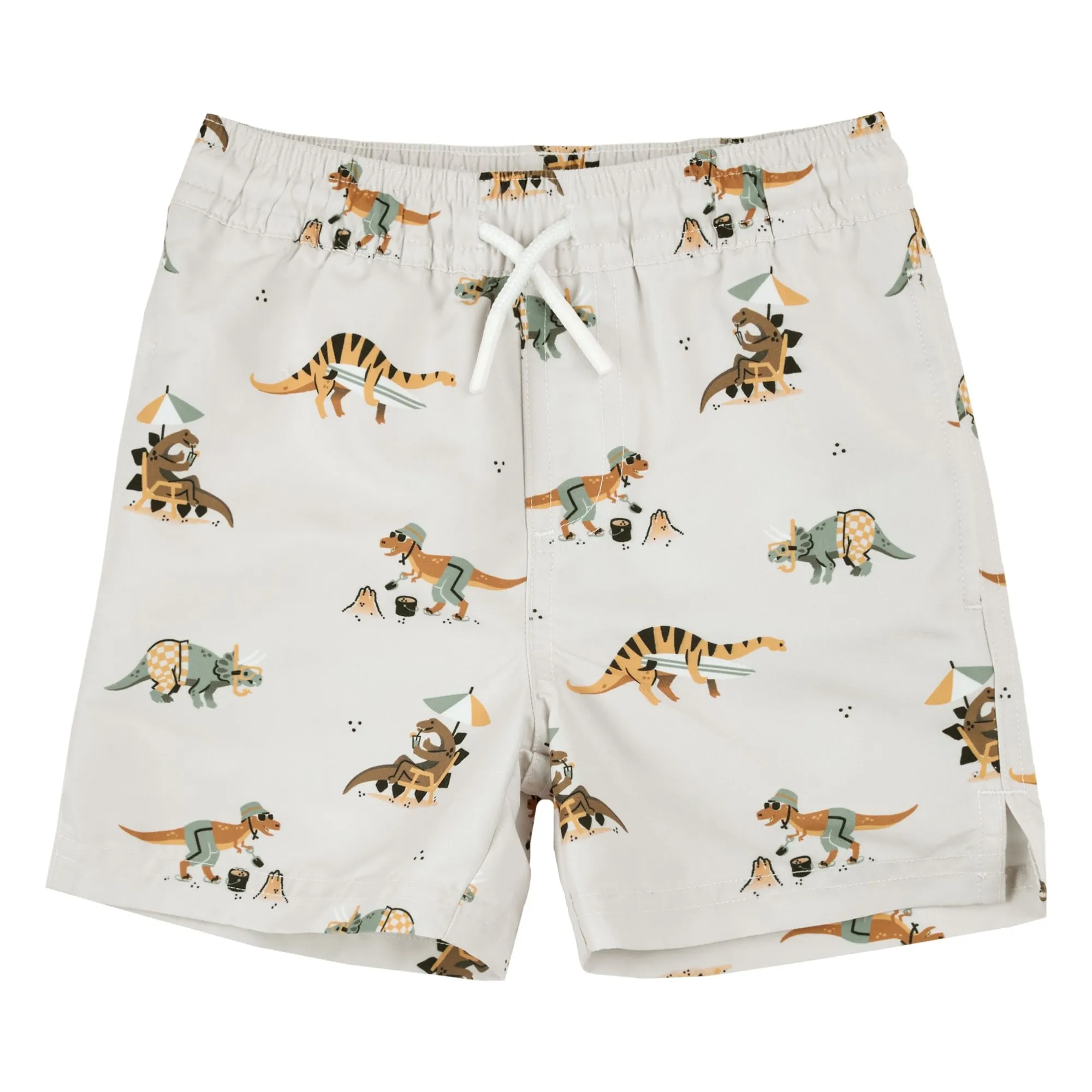 Petit Lem Beige Dinosaurs Recycled Fiber Swim Shorts