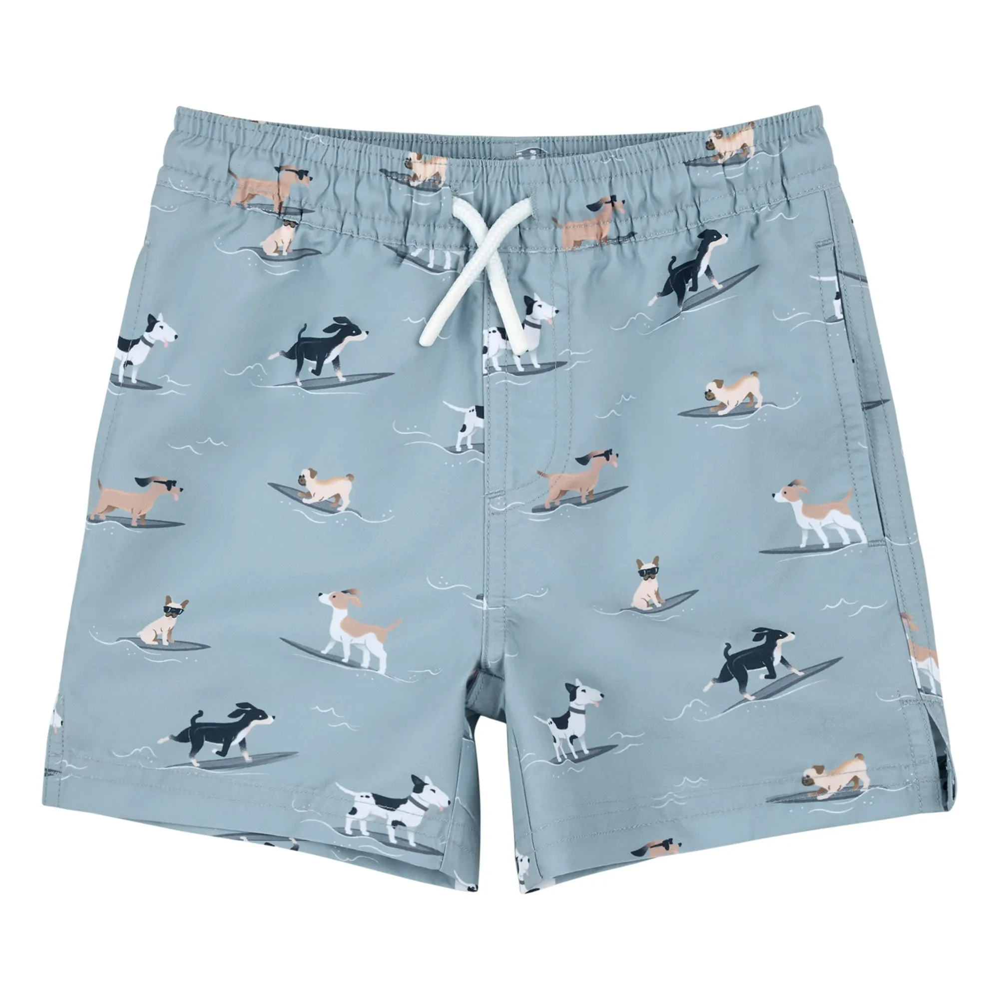 Petit Lem Grey Blue Dogs Bath Shorts Recycled Fibers