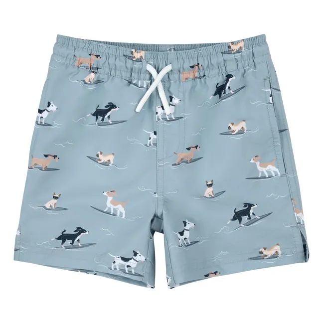 Short de Bain Chiens Fibres Recyclées | Bleu gris