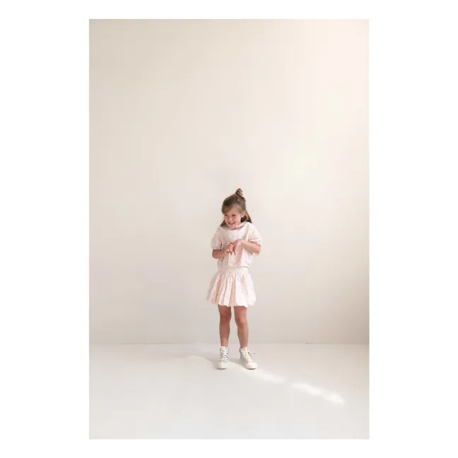 Falda Globo Betty Pois Algodón Ecológico | Rosa Pálido