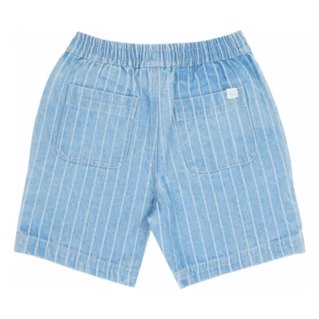 Pantalones cortos vaqueros a rayas Knox Algodón orgánico | Azul