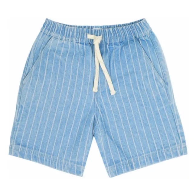 Pantalones cortos vaqueros a rayas Knox Algodón orgánico | Azul