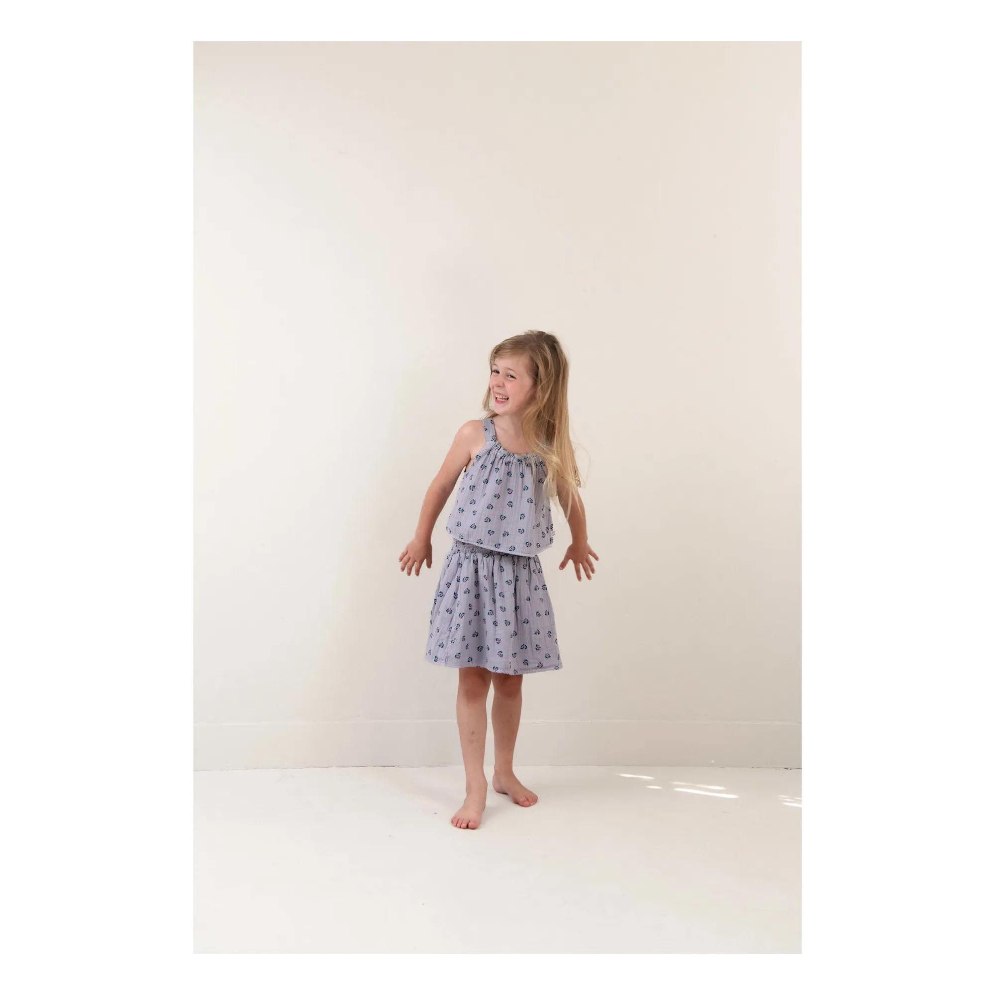 Jupe Ellie Fleurie Coton Bio | Lavande- Image produit n°1