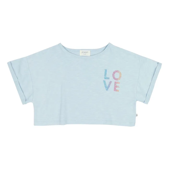 T-shirt Crop Lizzy Love Coton Bio | Bleu ciel