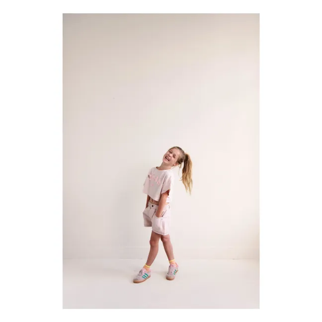 T-shirt Crop Lizzy Yeah Coton Bio | Rose pâle