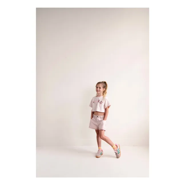T-shirt Crop Lizzy Yeah Coton Bio | Rose pâle