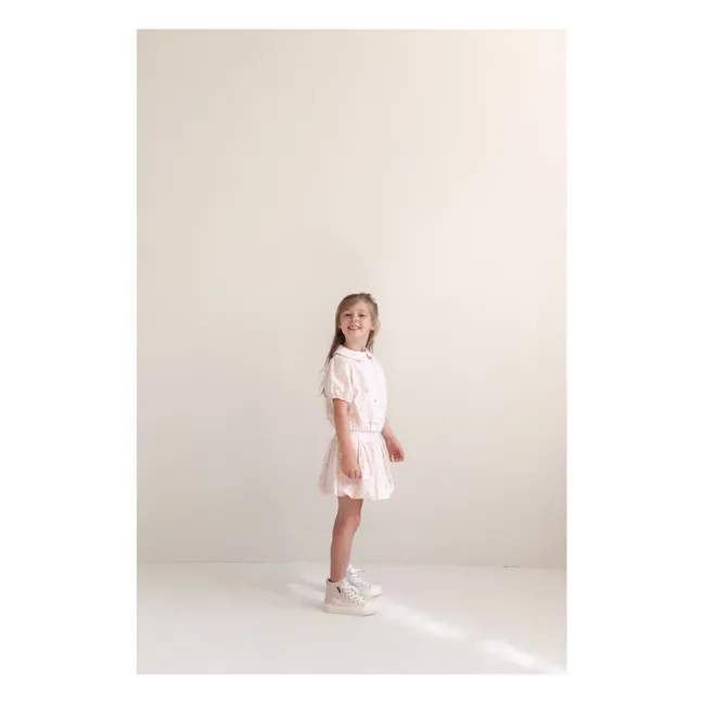 Falda Globo Betty Pois Algodón Ecológico | Rosa Pálido